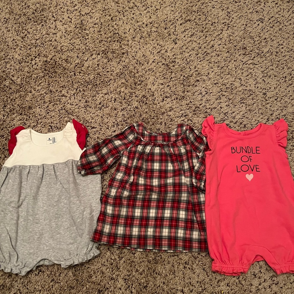 Baby Gap onesie and dress.